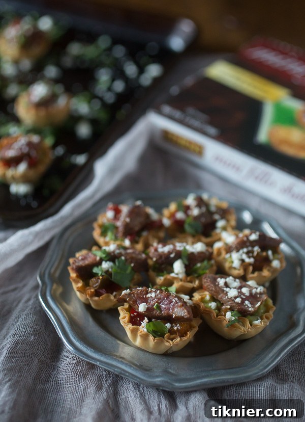 Quick and easy Steak Fajita Phyllo Cups, a delicious party bite for any gathering.