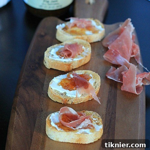 Gourmet Prosciutto, Fig & Goat Cheese Crostini for a sophisticated festive touch.