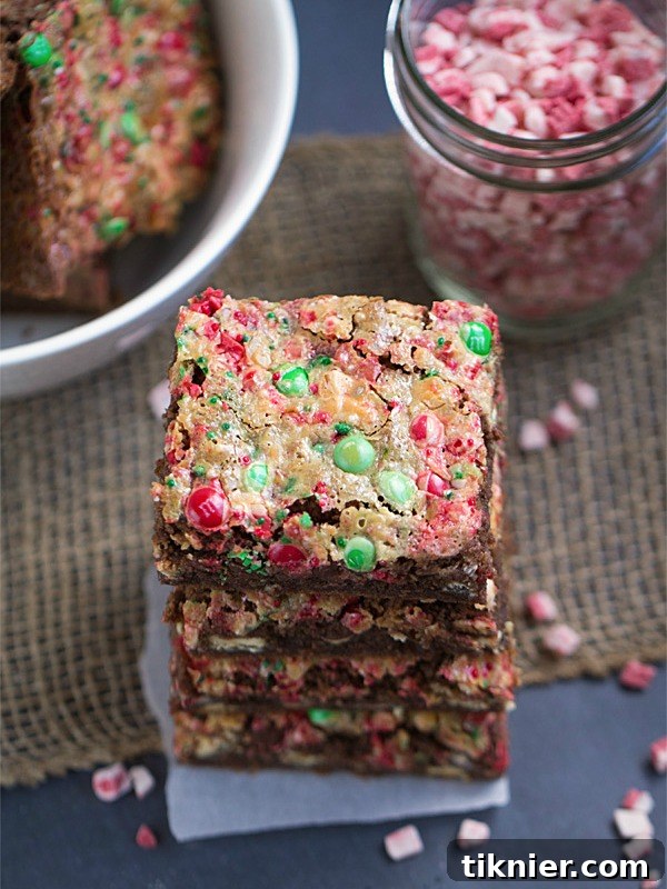 Mocha Peppermint Cookie Bars drizzled with white chocolate, a festive and rich holiday dessert
