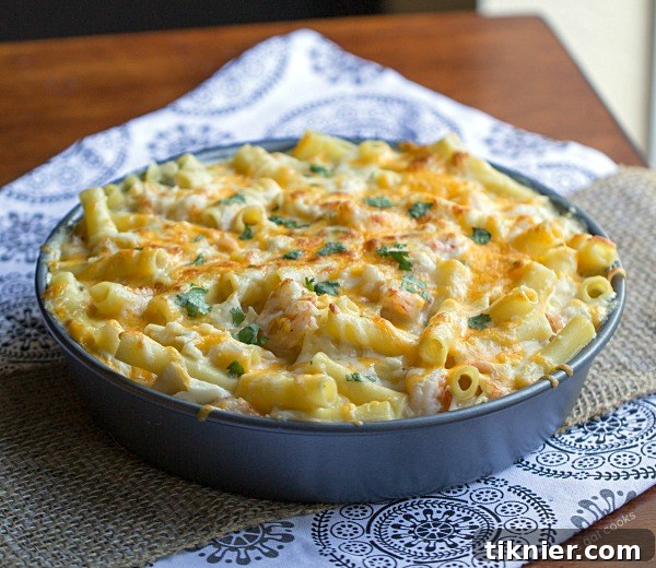 Another angle of the Seafood Enchilada Pasta Bake, showing its depth and appetizing layers.