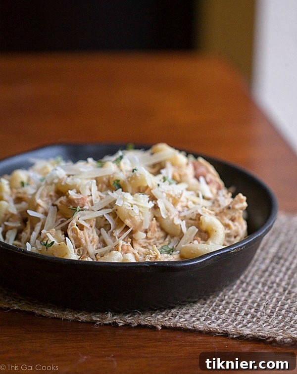 All Good Eats This cheesy, creamy Crock Pot Italian Chicken Pasta is a must try easy dinner recipe! Made healthier with Greek yogurt. | This Gal Cooks
