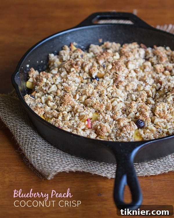 Blueberry Peach Coconut Crisp - This Gal Cooks #glutenfree #freshfruit #dessert