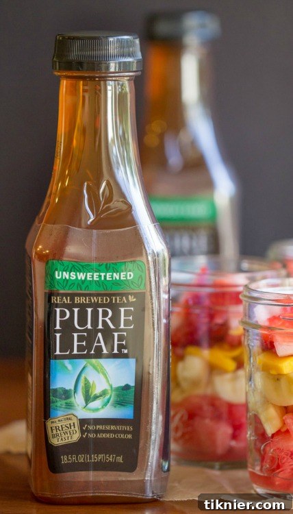 On the Go Fresh Fruit Salad and Lipton Pure Leaf Tea on This Gal Cooks #healthysnacking #fruit #recipes