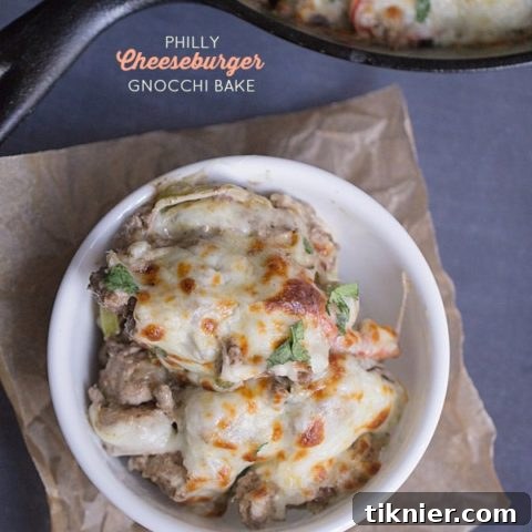 Thirty Minute Philly Cheeseburger Gnocchi Bake