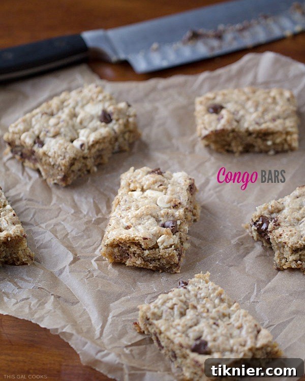 Stacked Congo Bars ready to be devoured, a perfect blend of sweet and nutty.