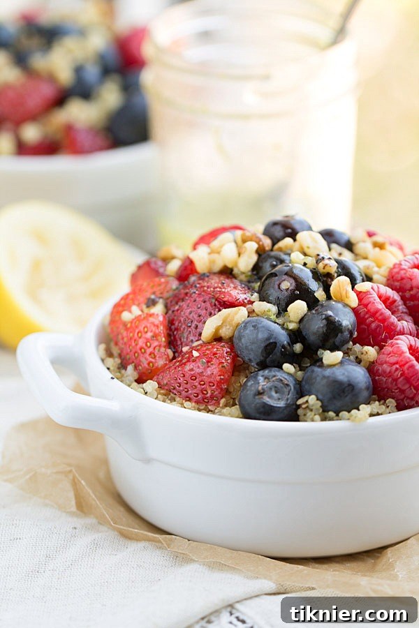 Fresh Berry Quinoa Salad, beautifully plated