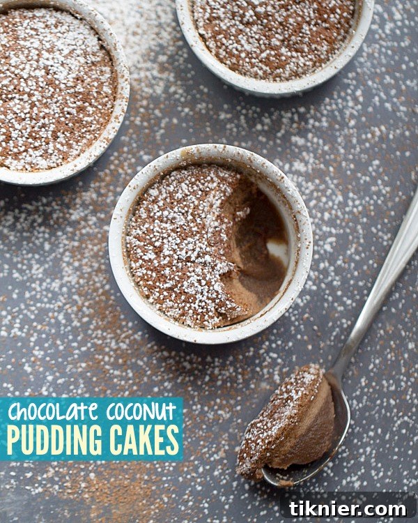 Rich Chocolate Coconut Pudding Cakes, dairy-free and perfect for summer