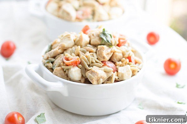 Caprese Chicken Orzo Salad