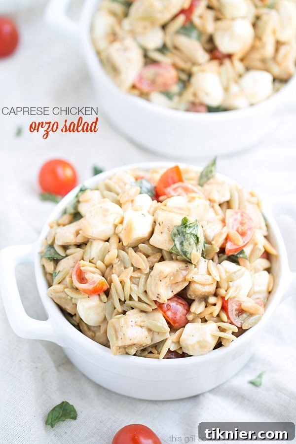 Caprese Chicken Orzo Salad