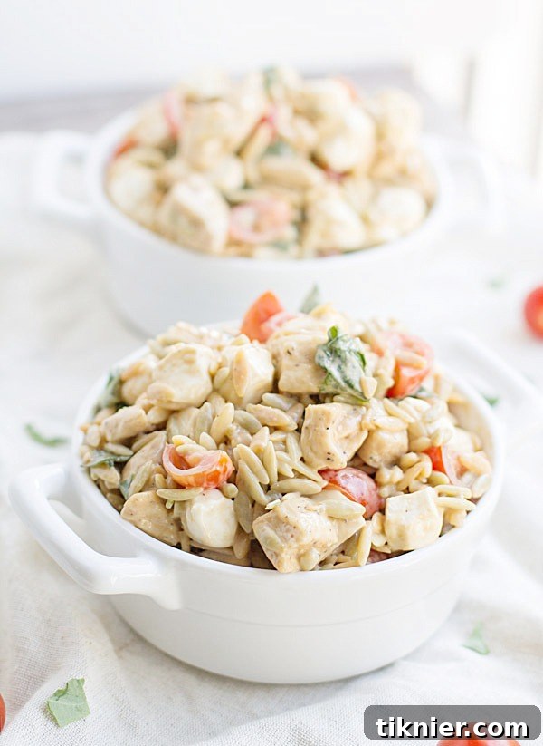 Caprese Chicken Orzo Salad