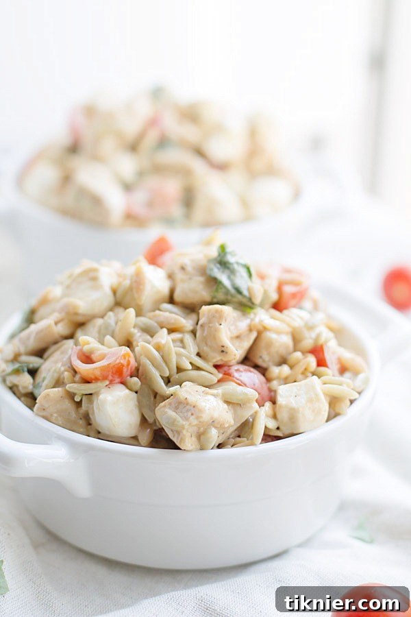 Caprese Chicken Orzo Salad