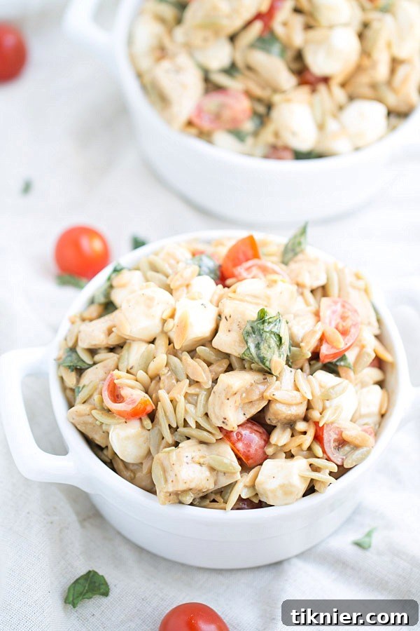 Caprese Chicken Orzo Salad