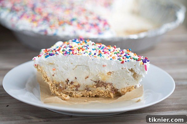 Slice of Twix Ice Cream Pie on a plate