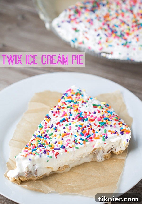 Twix Ice Cream Pie ready to be enjoyed