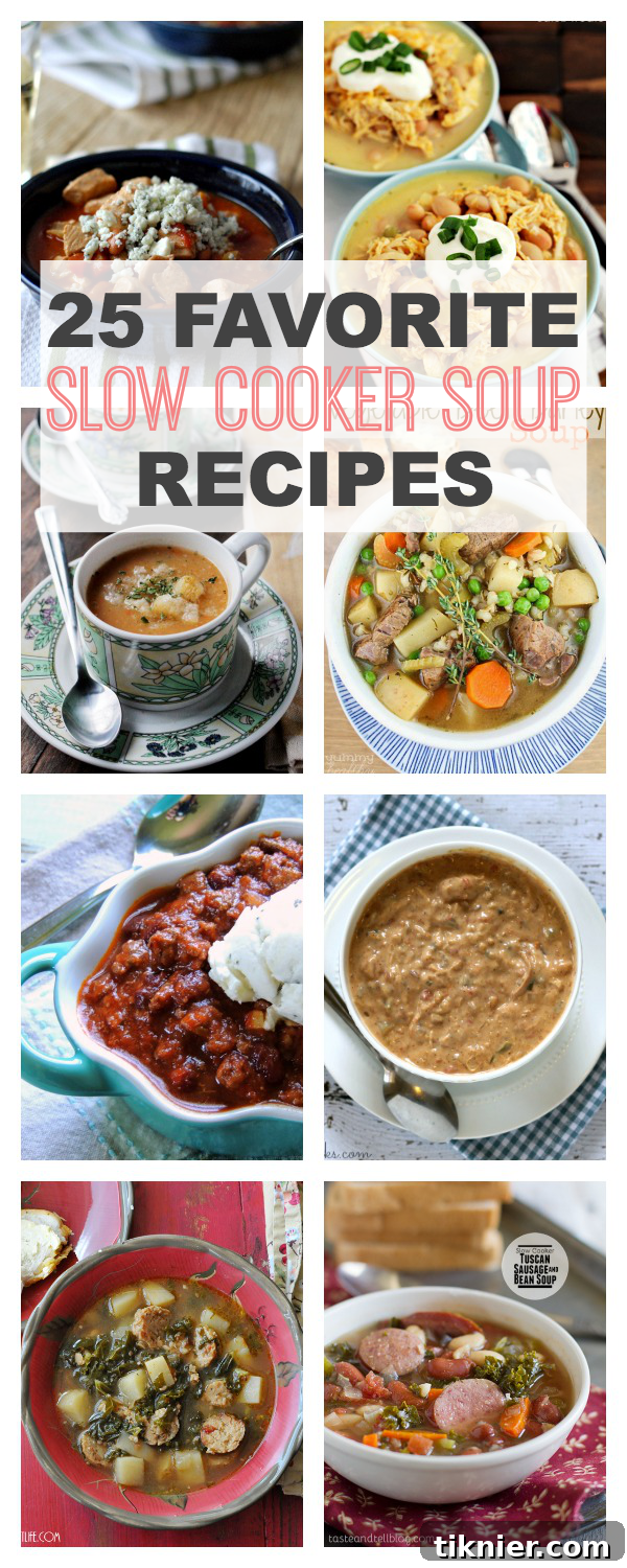 A heartwarming collection of over 25 easy and comforting slow cooker soup recipes perfect for any meal. Discover your next favorite crock-pot soup!