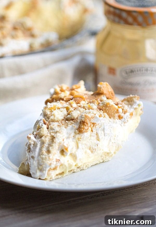 Up-close shot of Banana Pudding Pie with different textures