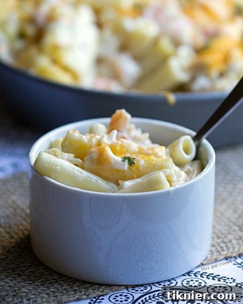 Hearty and flavorful Seafood Enchilada Pasta Bake - a comforting casserole combining rich seafood, pasta, and vibrant enchilada sauce. Perfect for a cozy family dinner. #seafood #pasta #casserole