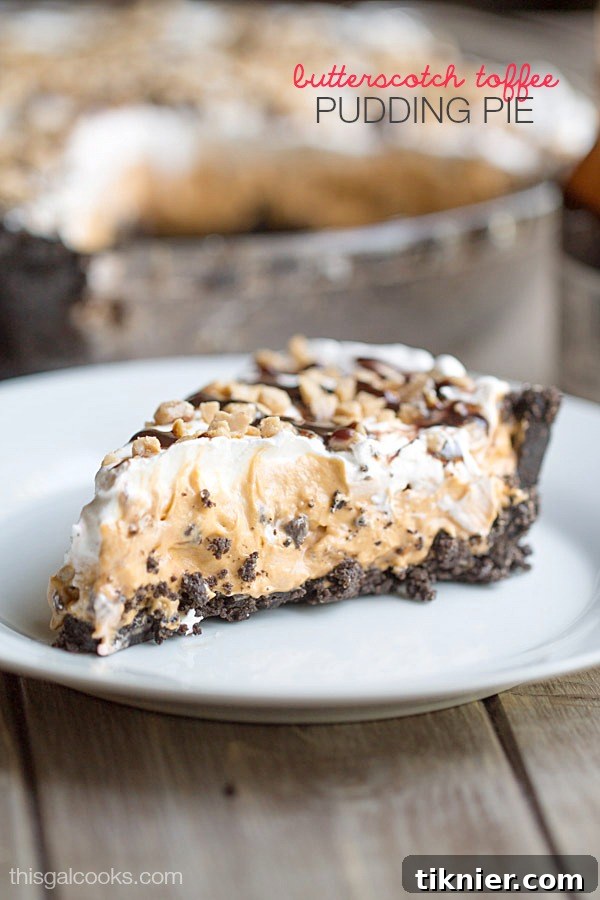 Irresistible Butterscotch Toffee Pudding Pie with Oreo Crust