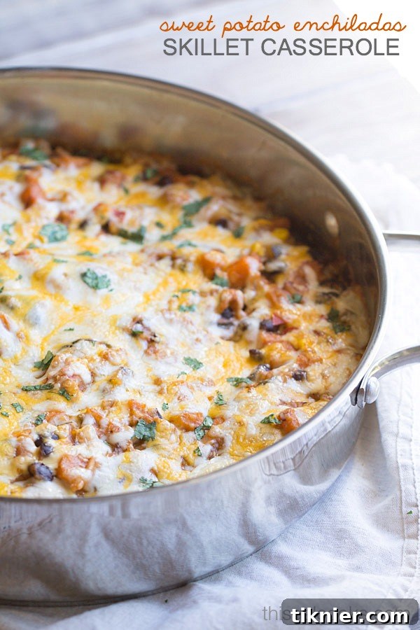 Sweet Potato Enchiladas Skillet Casserole finished dish