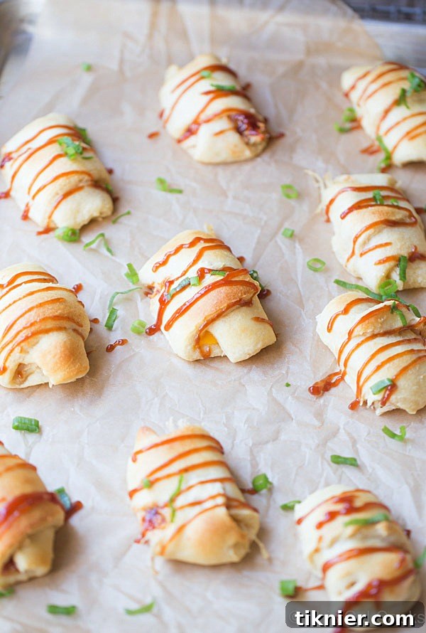 Four Ingredient BBQ Chicken Crescent Roll Ups. A Simple Appetizer | This Gal Cooks