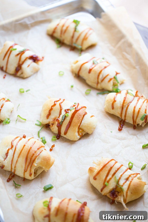 Four Ingredient BBQ Chicken Crescent Roll Ups. A Simple Appetizer | This Gal Cooks