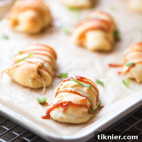 Four Ingredient BBQ Chicken Crescent Roll Ups