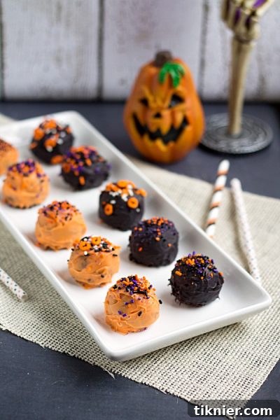 Rich Halloween Brownie Truffles, a decadent and customizable treat from This Gal Cooks, perfect for spooky parties. #halloween #brownies #truffles #dessert