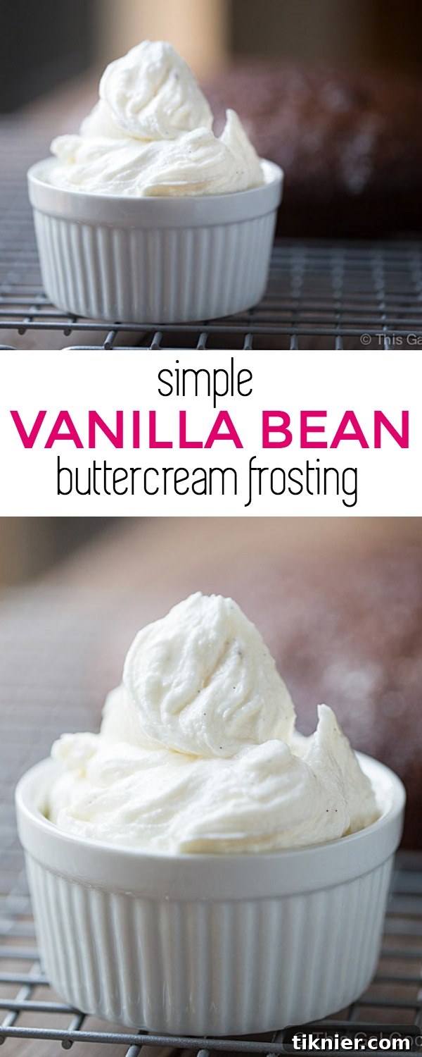 Decadent chocolate cake topped with homemade Vanilla Bean Buttercream