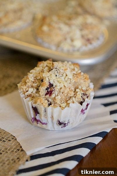 Healthier Blueberry Muffins - This Gal Cooks. Tasty muffins made with whole wheat, flax, honey, Greek Yogurt and blueberries. Topped with chopped almonds.