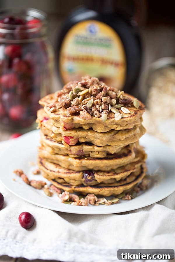 Healthier dairy free Cranberry Pumpkin Pancakes | This Gal Cooks #breakfast