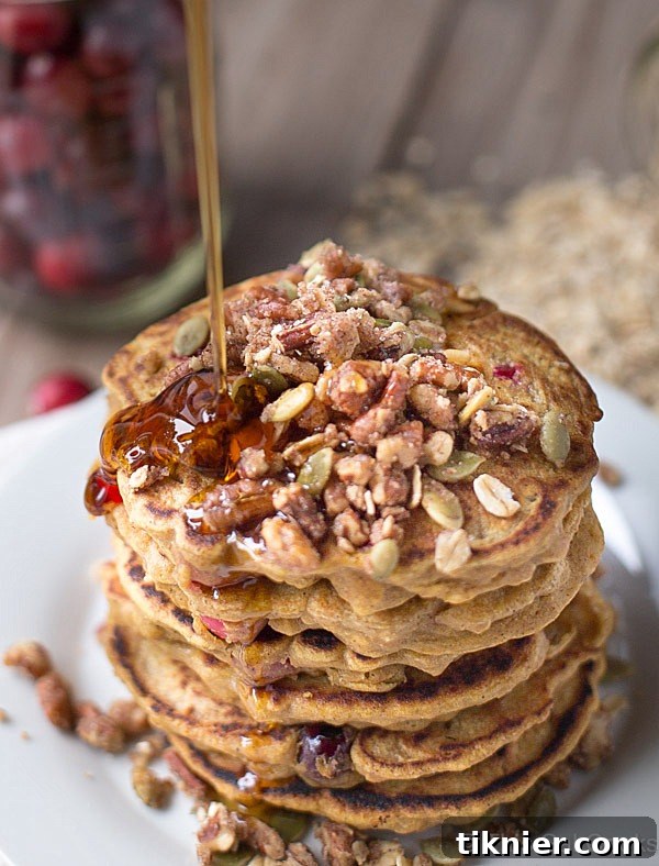 Healthier dairy free Cranberry Pumpkin Pancakes | This Gal Cooks #breakfast