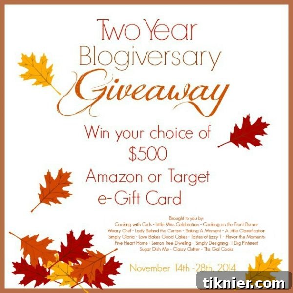 Join the Two Year Blogiversary Giveaway for a chance to win amazing prizes. | Cooking With Curls