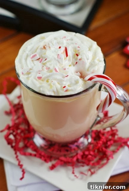 40+ Chocolate Peppermint Treats 13 Decadent White Chocolate Peppermint Eggnog, a festive holiday drink from The Kitchen Is My Playground