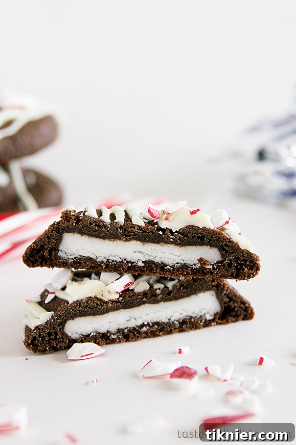 40+ Chocolate Peppermint Treats 20 Double Chocolate Peppermint Surprise Cookies with a sweet hidden center by Taste and Tell