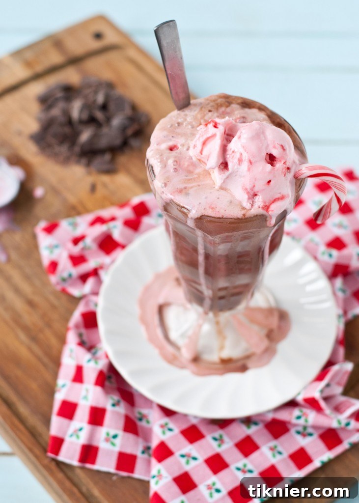40+ Chocolate Peppermint Treats 28 Spiked Hot Chocolate Peppermint Ice Cream Floats, a spirited holiday drink by Neighborfood