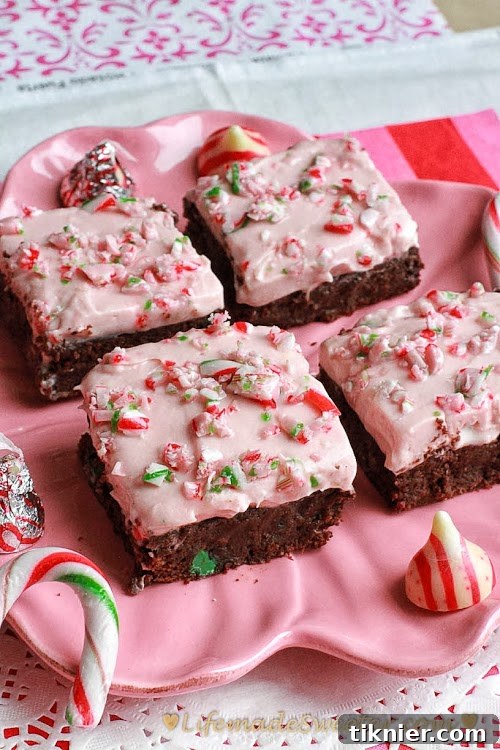 40+ Chocolate Peppermint Treats 31 Peppermint Cream Cheese Frosted Brownies, a fudgy and minty holiday dessert by Life Made Sweeter