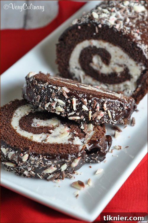 40+ Chocolate Peppermint Treats 32 Elegant Chocolate Peppermint Roll Cake, a beautiful and festive holiday dessert by Very Culinary