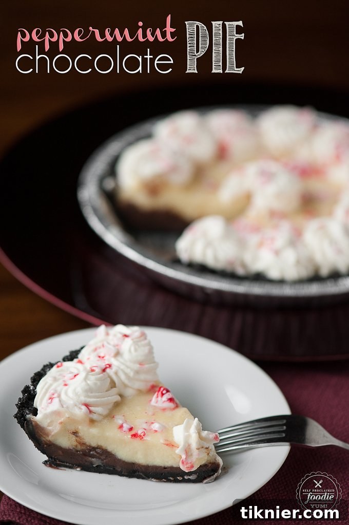 40+ Chocolate Peppermint Treats 36 Divine Peppermint Chocolate Pie, a rich and minty holiday dessert by Self Proclaimed Foodie