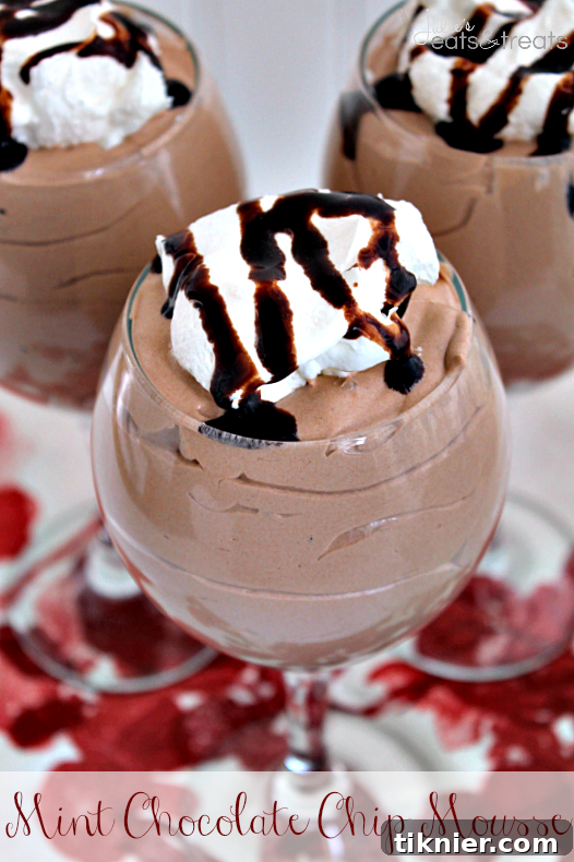 40+ Chocolate Peppermint Treats 7 Elegant Mint Chocolate Chip Mousse, a light and fluffy dessert for the holidays by Julie's Eats and Treats