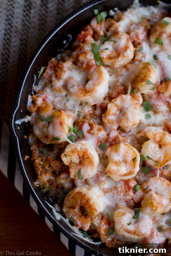 A delicious and hearty Cajun Shrimp and Quinoa Casserole, ideal for a wholesome and flavorful dinner.
