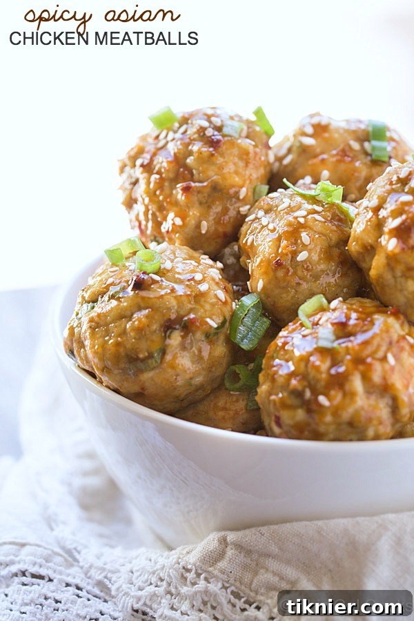 2014s Most Loved Healthy Meals 11 Spicy Asian Chicken Meatballs: Low-fat and dairy-free appetizer or main dish with bold Asian flavors.