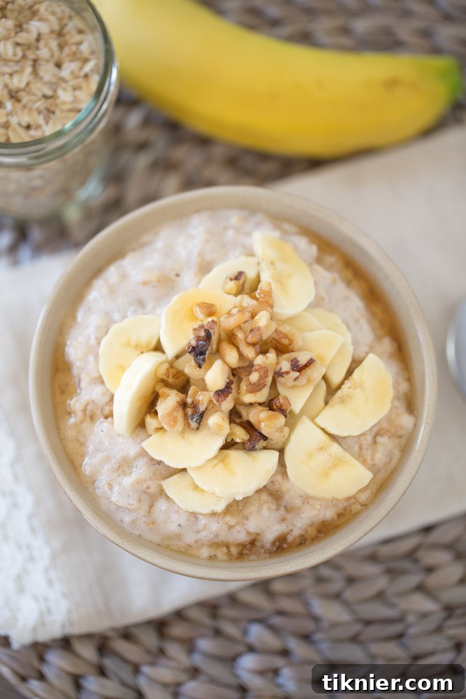 Banana Oatmeal with Maple and Walnuts