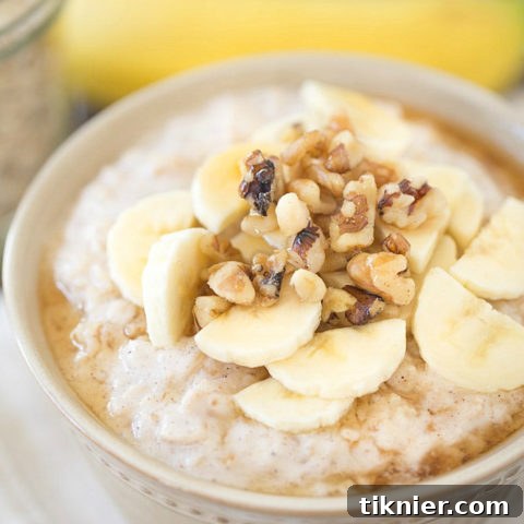 Banana Oatmeal with Maple and Walnuts