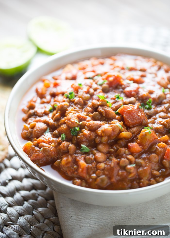 Vegan Lentil Chili serving suggestion