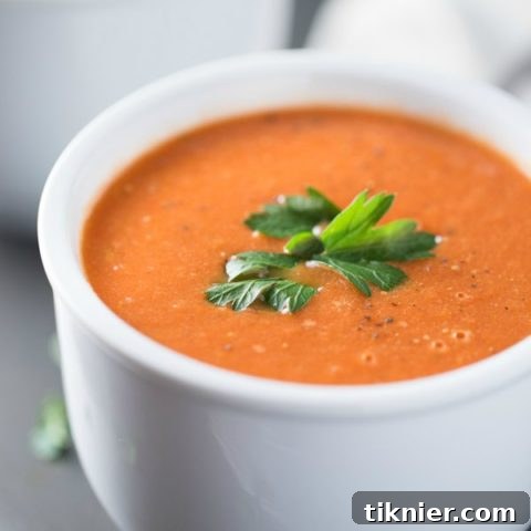 Roasted Tomato Soup with Cream and Onions