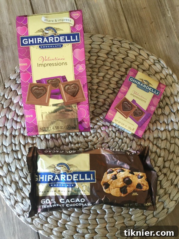 High-quality Ghirardelli Bittersweet 60% Cacao baking chips, essential for truly decadent chocolate desserts.