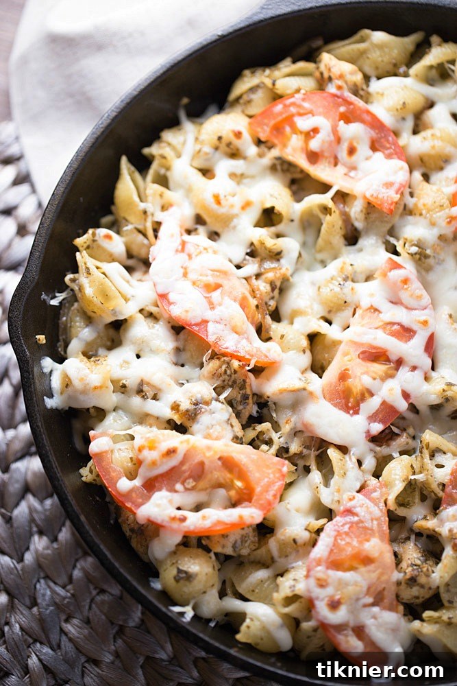 Pesto Chicken Pizza Pasta Bake 4 Pesto Chicken Pizza Pasta is a simple dinner recipe that uses ingredients that you may already have stocked in your pantry. This delicious dinner recipe is ready to devour in under 30 minutes!
