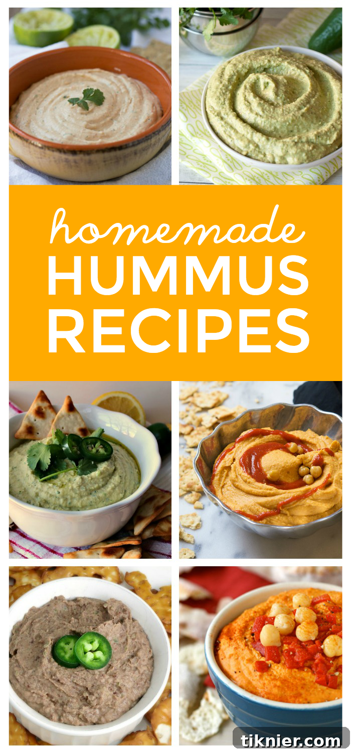 A vibrant display of various homemade hummus flavors, inviting you to explore over 40 simple recipes you can create at home.