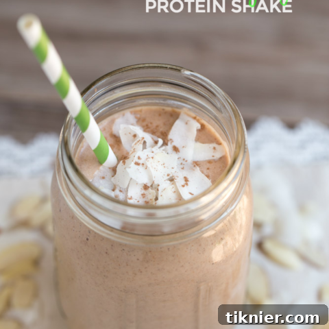 Almond Joy Protein Shake (dairy free, vegan) - a delicious and healthy breakfast or meal replacement.