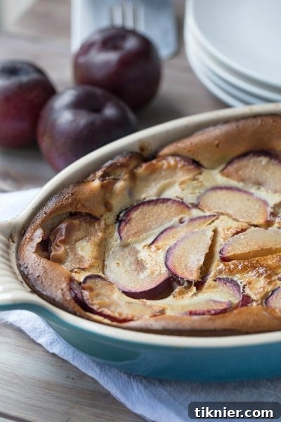 Melt in your mouth Plum Clafoutis is out of this world amazing and so easy to make, too! | This Gal Cooks